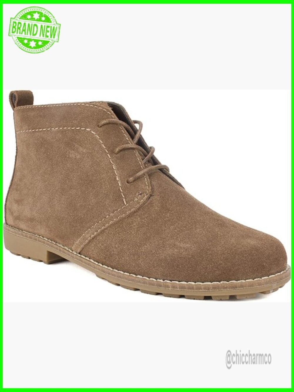 Genuine Leather Chukka Bootie with Lug Sole, Cushioned Insole, Ankle High